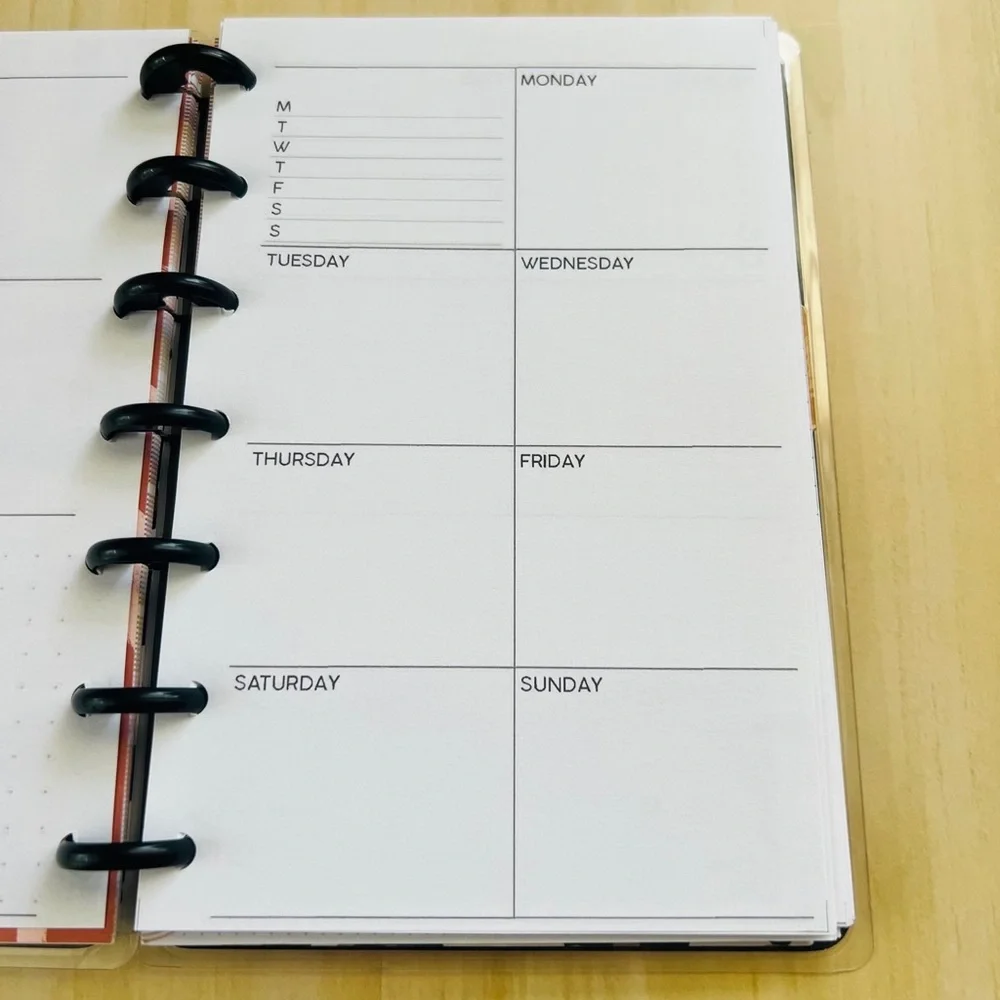 happy planner mini size weekly layout inserts